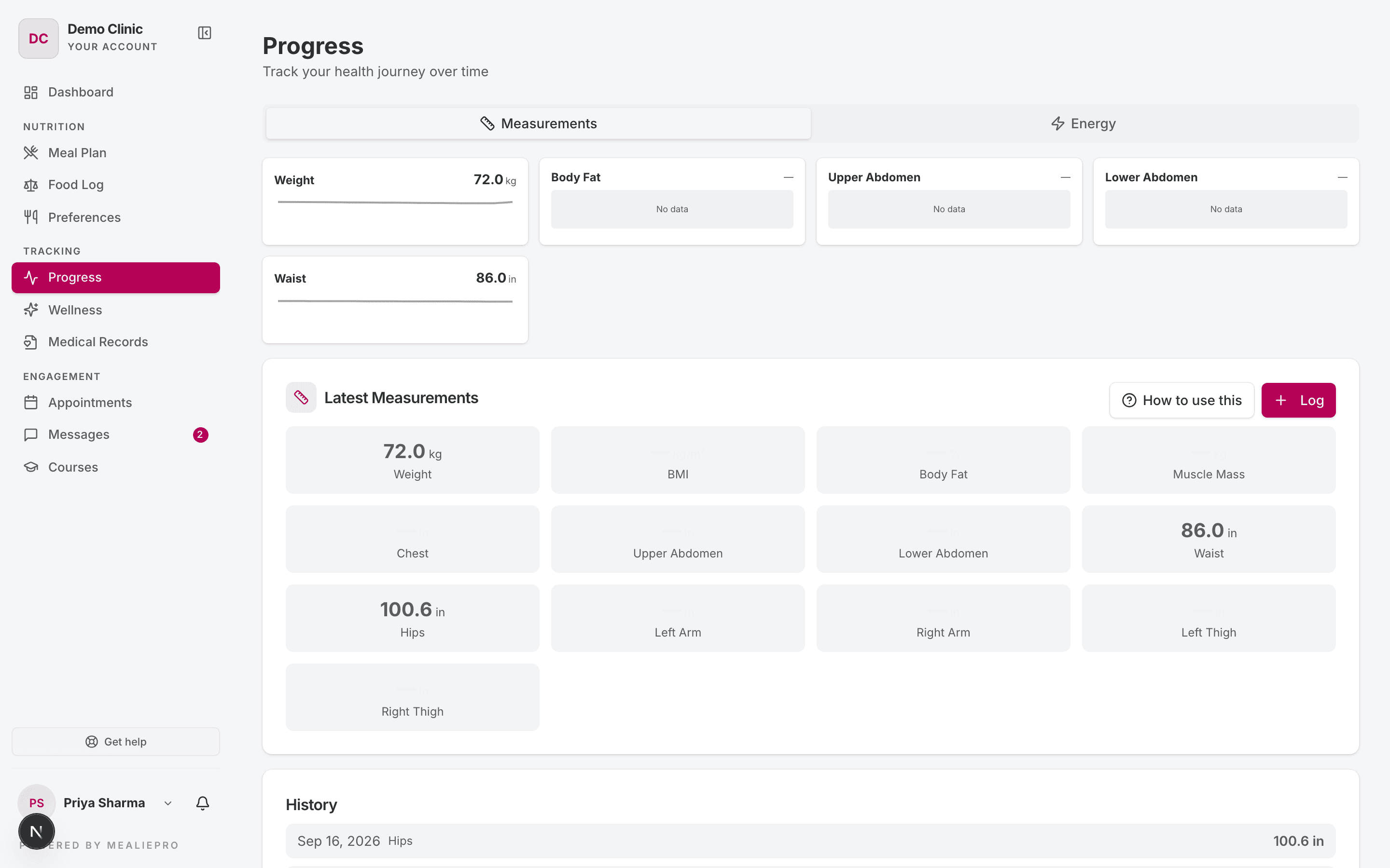 Progress page