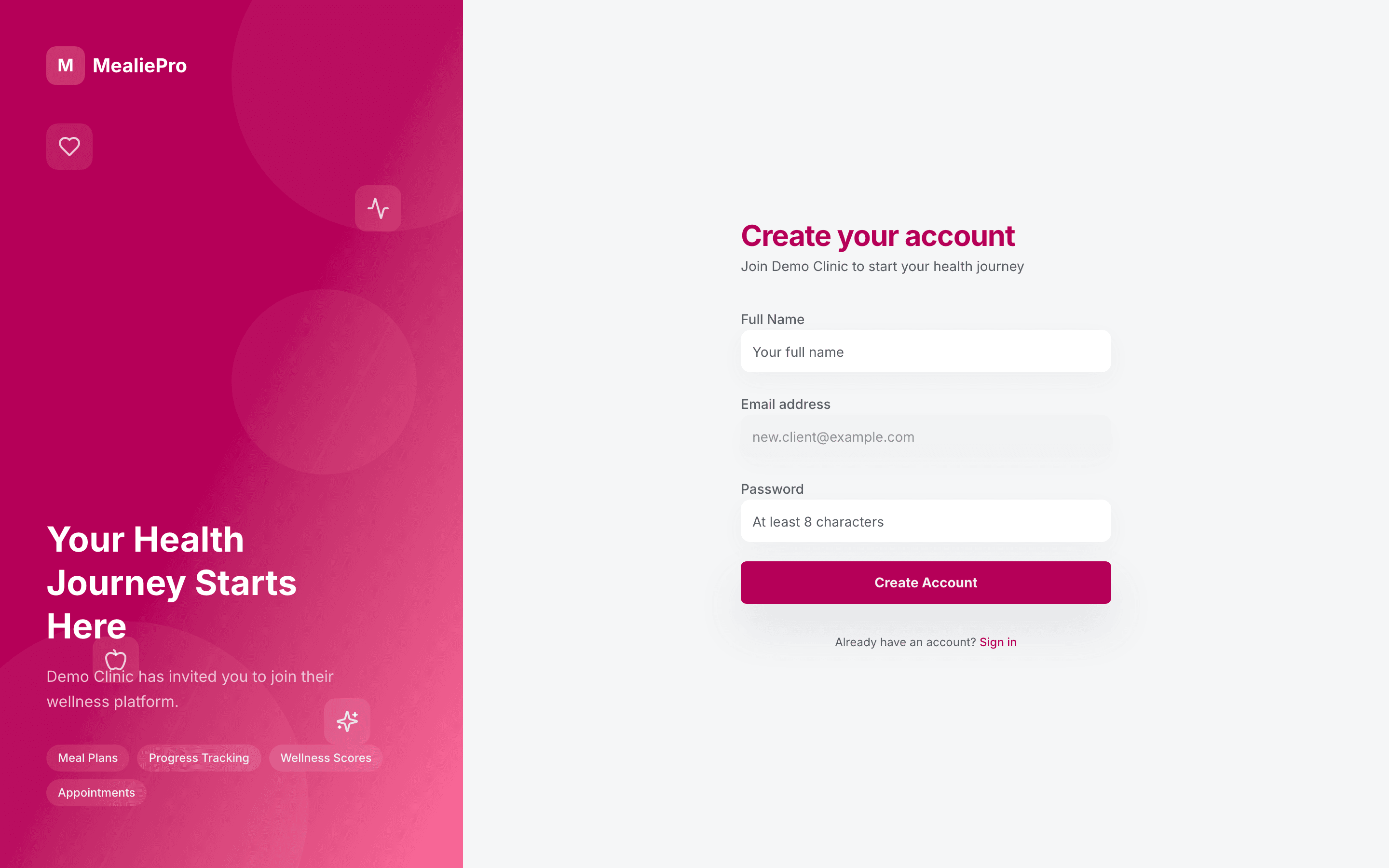 Invitation page