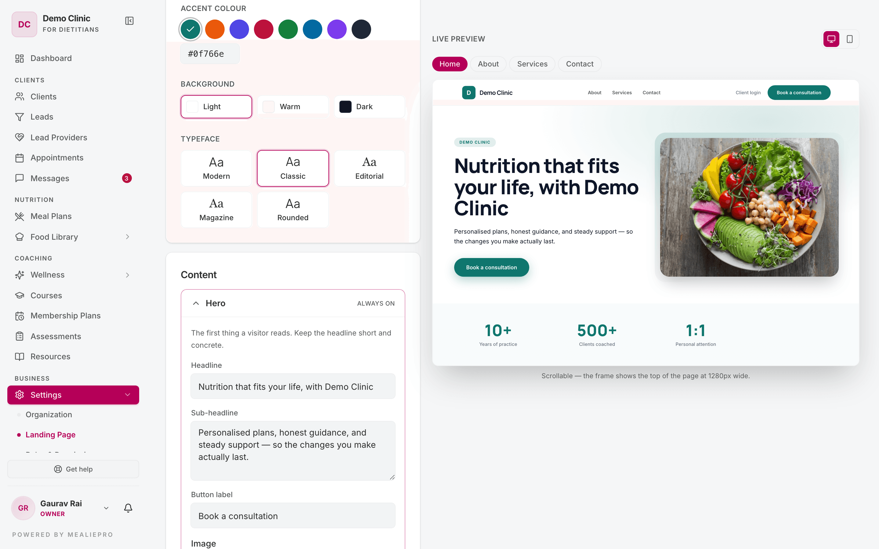 Content sections