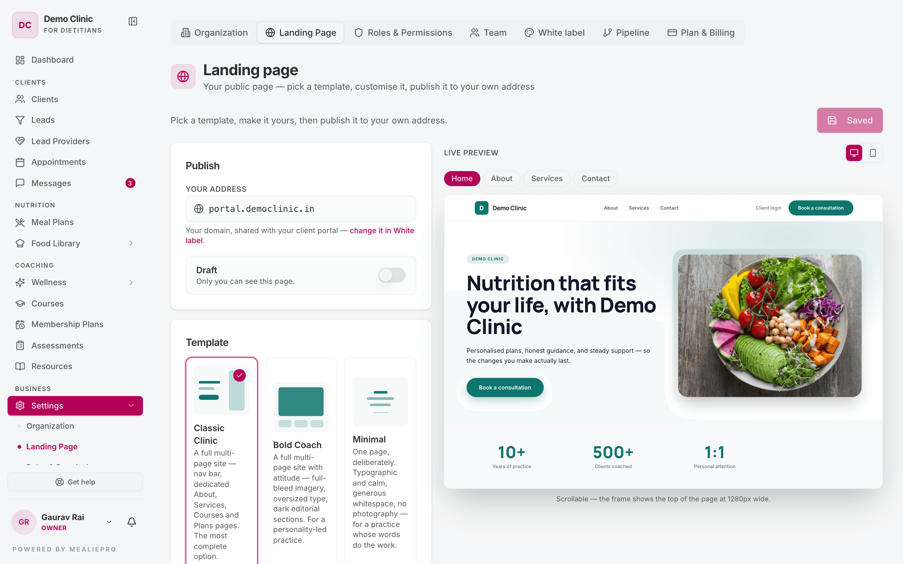 Landing page builder