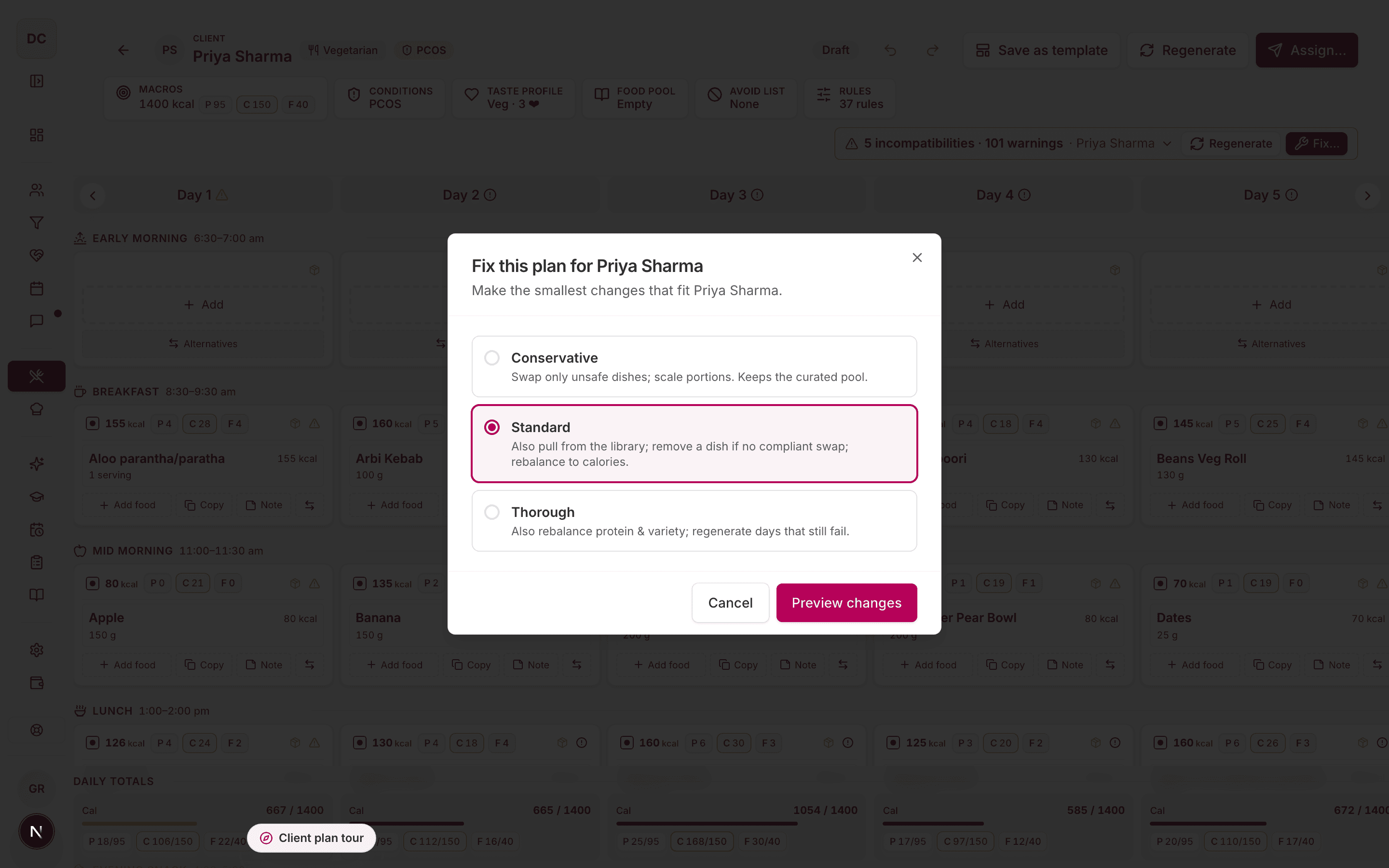 Fix this plan dialog