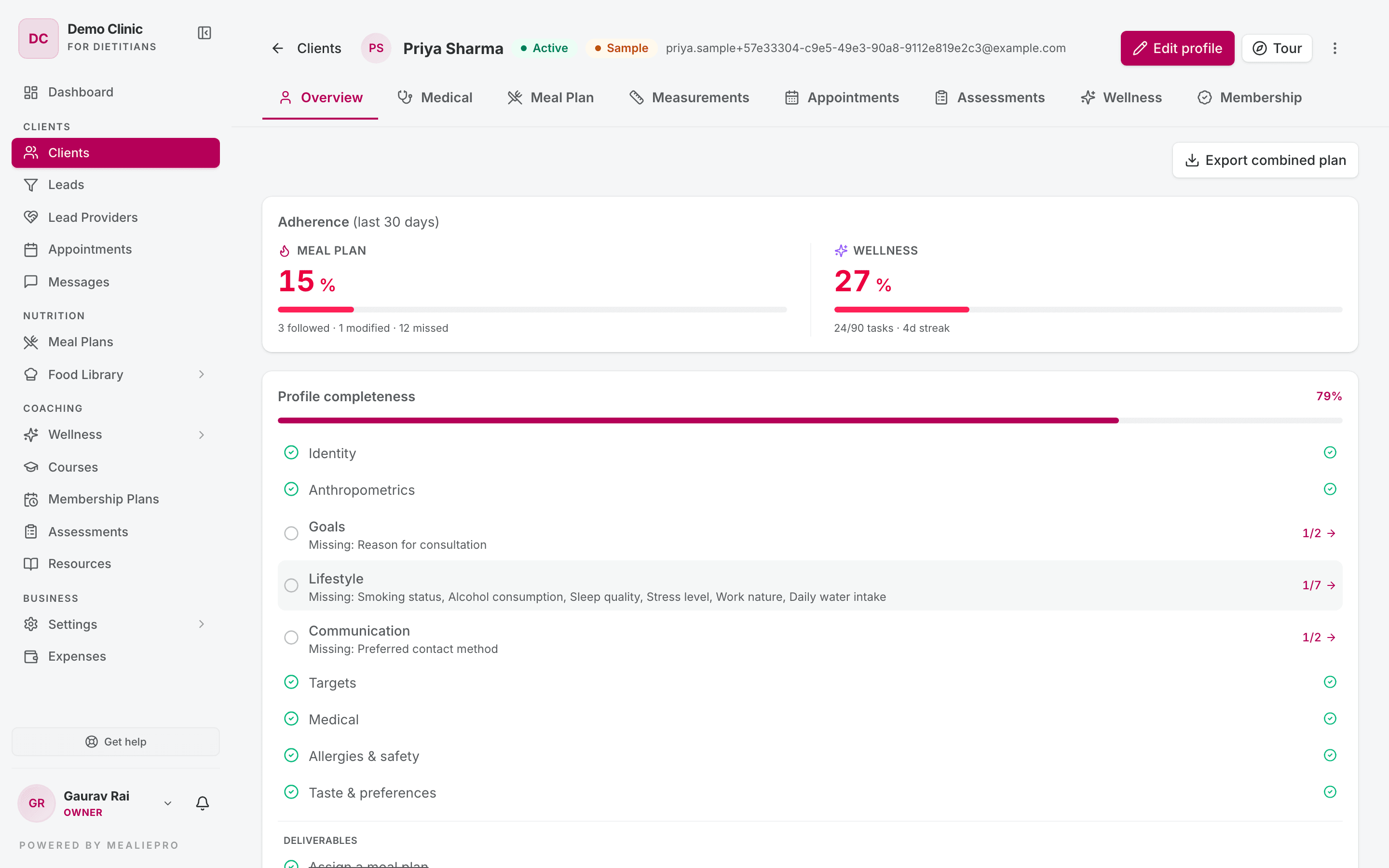 Client profile — Overview