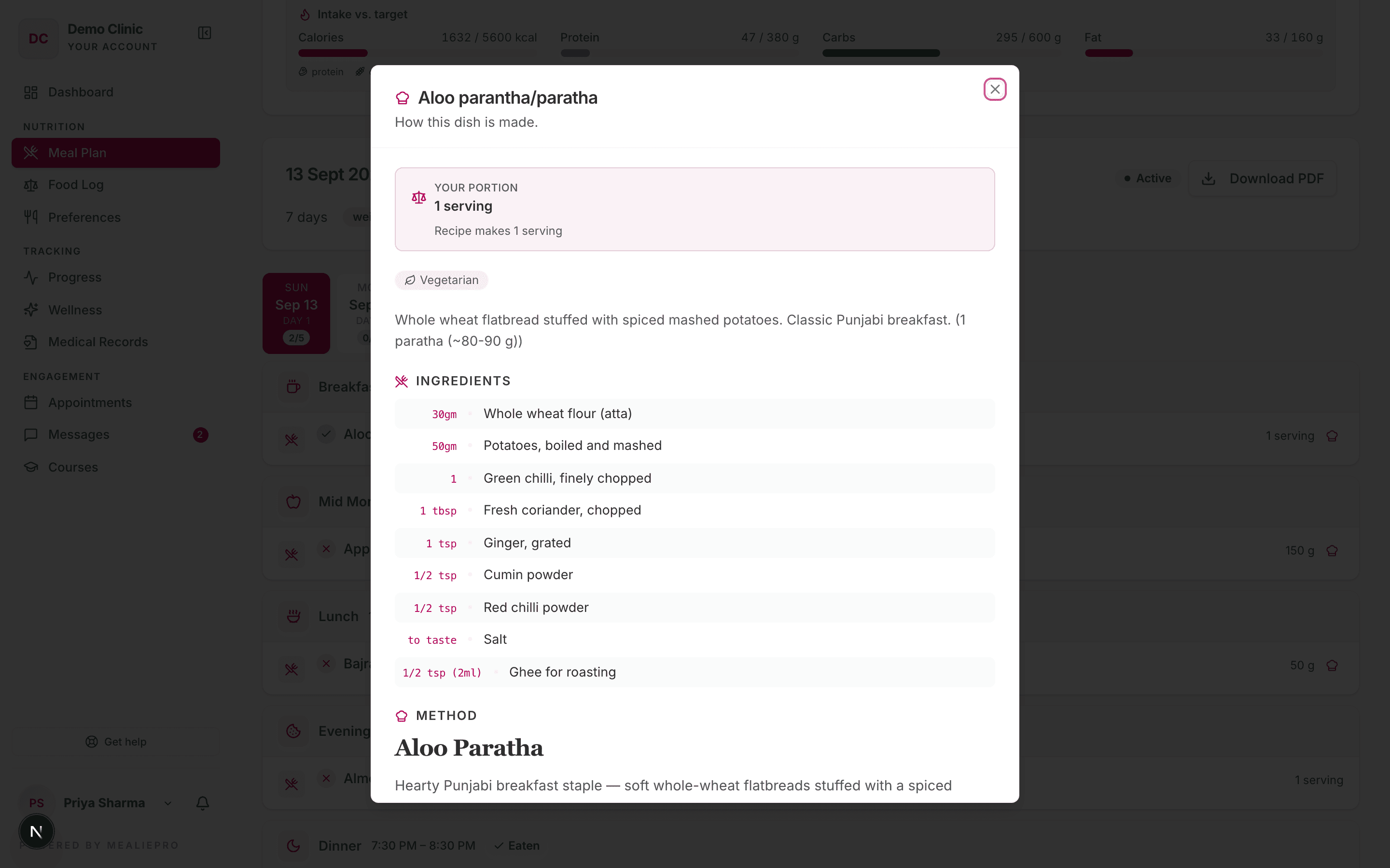 Recipe window